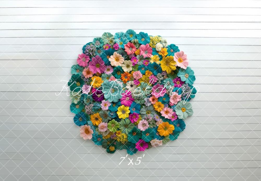 Kate Newborn Colorful Flower Circle Rug Floor Backdrop Designed by Mini MakeBelieve