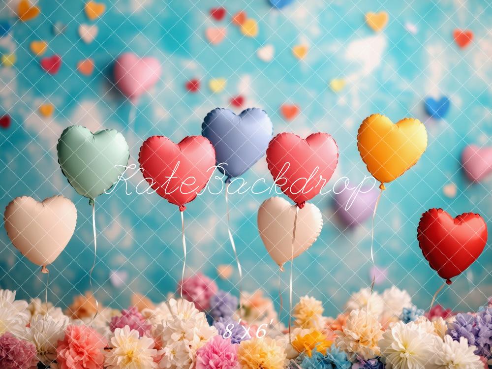 Kate Heart Balloons Floral Colorful Backdrop Designed by Patty Roberts