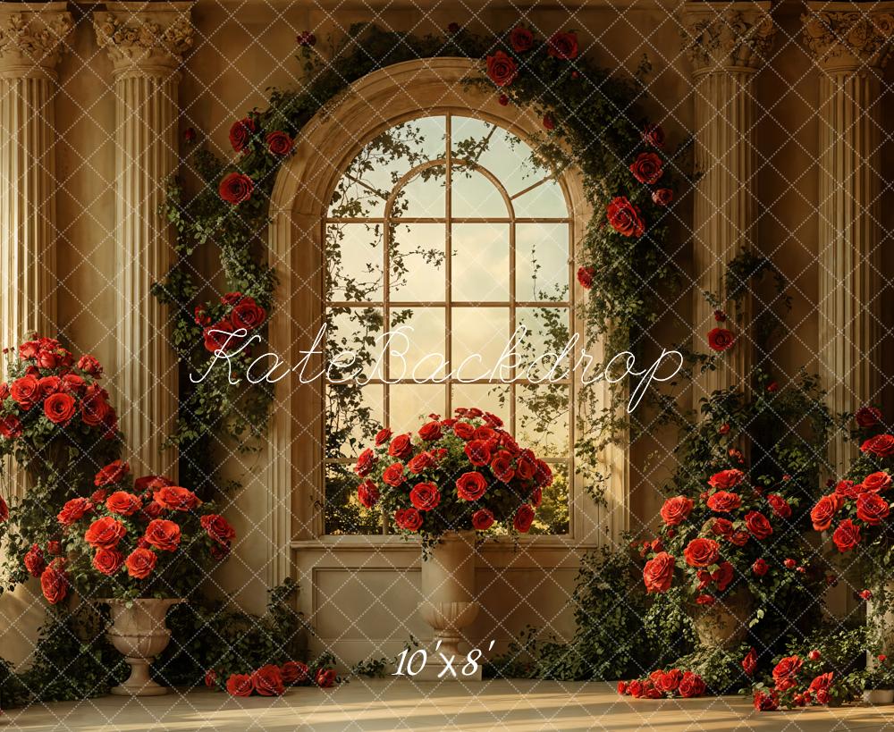 Kate Valentine Vintage Arched Window Rose Backdrop Designed by Emetselch