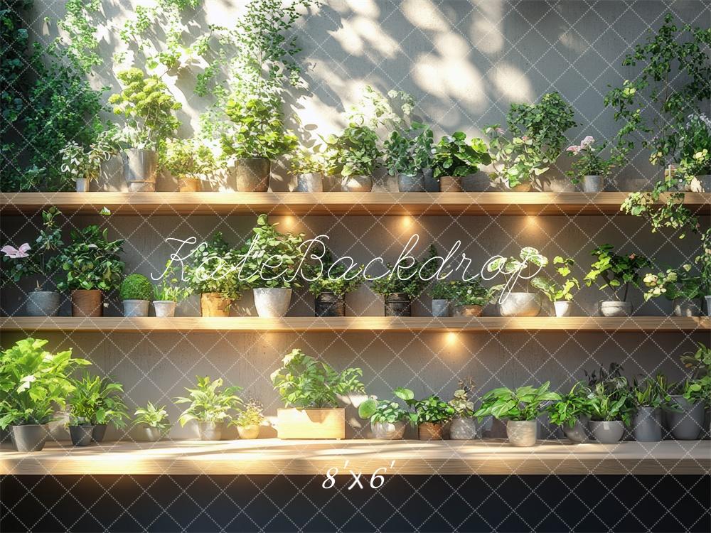 Kate Greenery Plant Shelves Backdrop Designed by Mini MakeBelieve