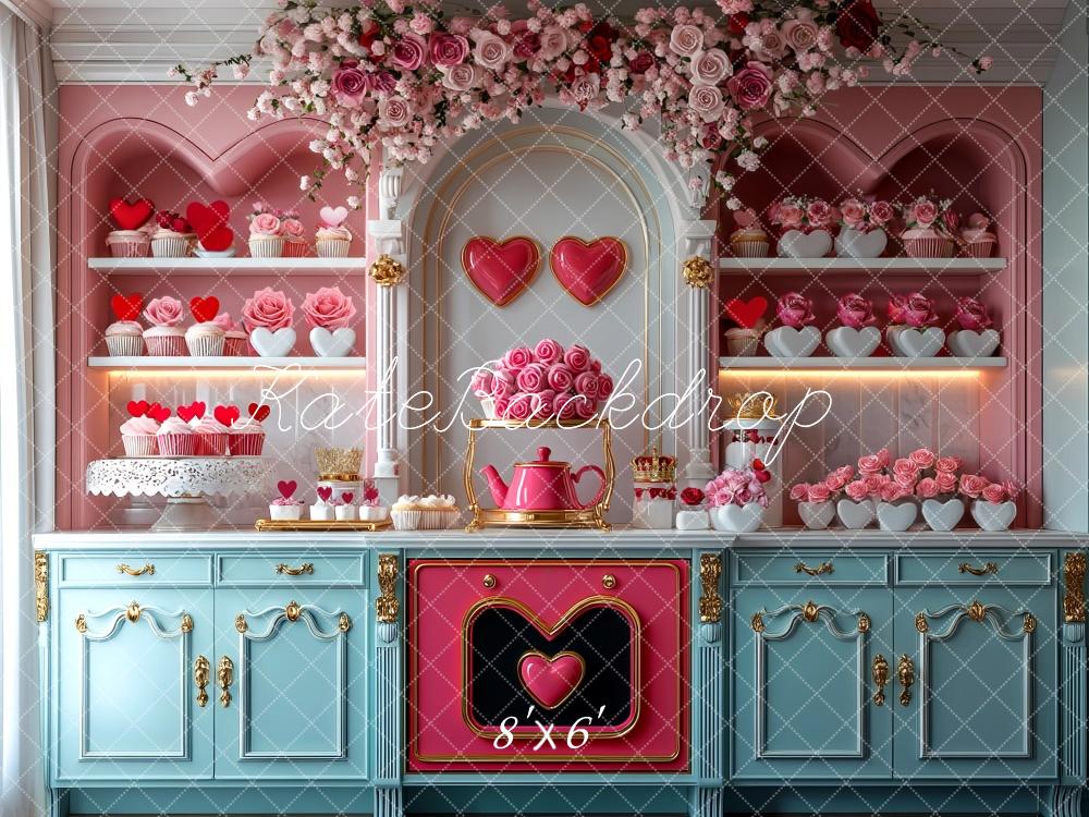 Kate Valentine Kitchen Heart Cupcakes Backdrop Designed by Mini MakeBelieve