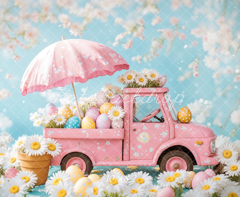 Kate Easter Truck Flowers Umbrella Backdrop Designed by Emetselch