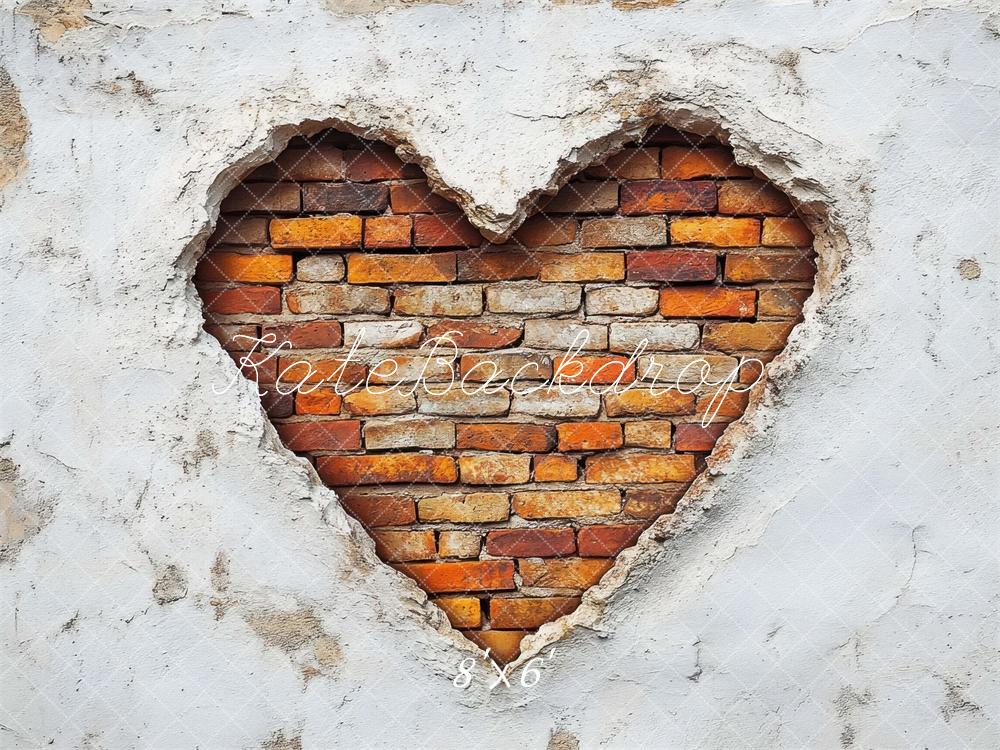 Kate Valentine Heart Brick Vintage Wall Backdrop Designed by Mini MakeBelieve