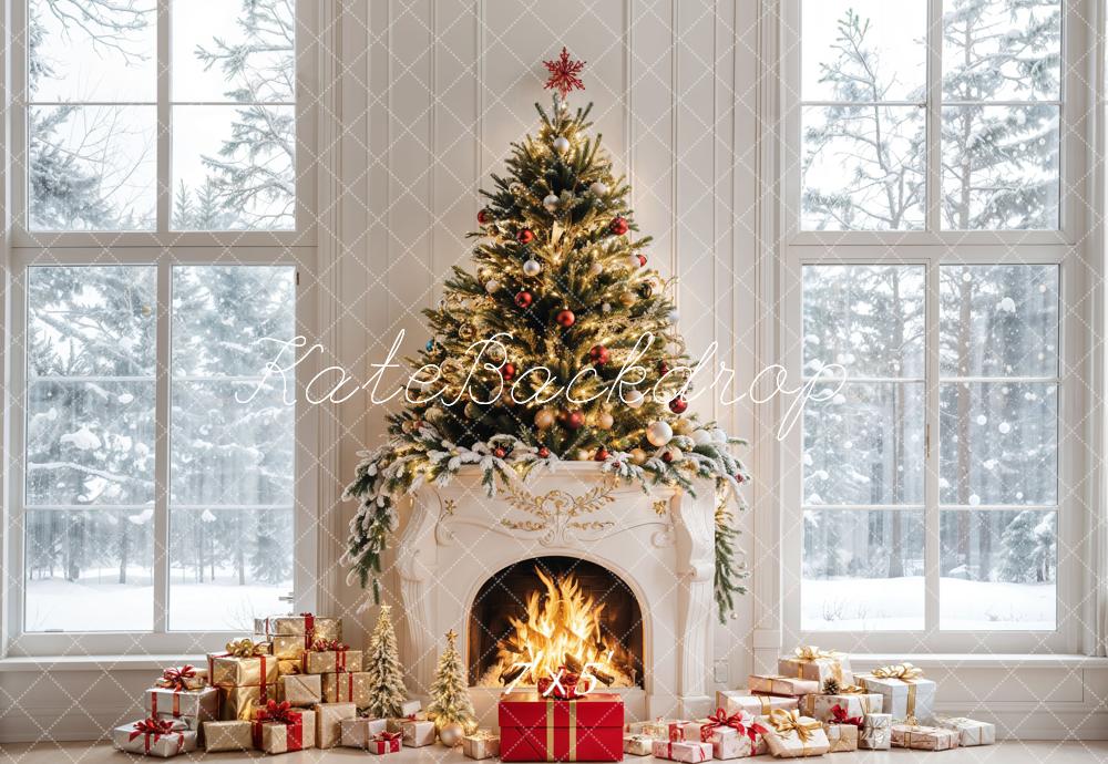 Fondo de Ventana de Regalos de Chimenea de Árbol de Navidad Diseñado por Emetselch