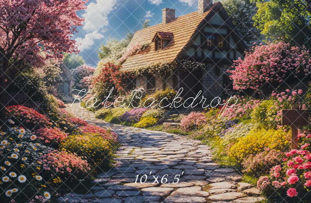 Fondo Floral de Sendero de Primavera Cottage Diseñado por Emetselch