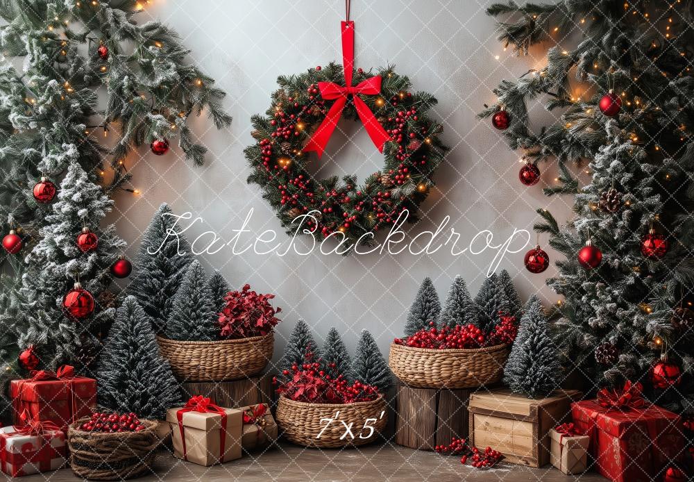 Kate Christmas Holly Wreath Trees Backdrop Designed by Patty Roberts