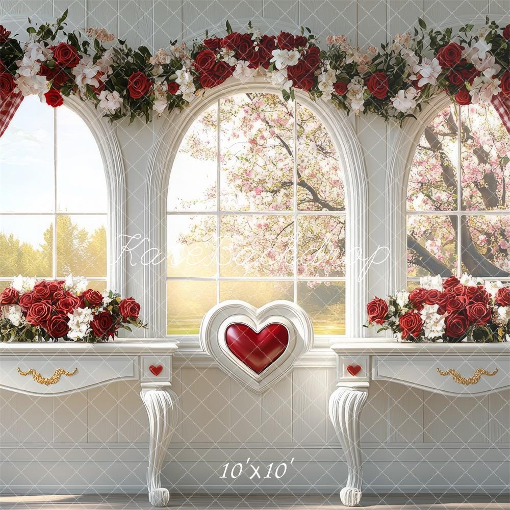 TEST Kate Valentine Floral Arched Window Heart Backdrop Designed by Mini MakeBelieve