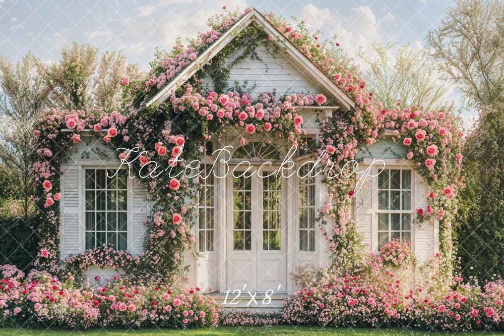 Kate Spring Flower Arch White Cottage Backdrop Designed by Emetselch