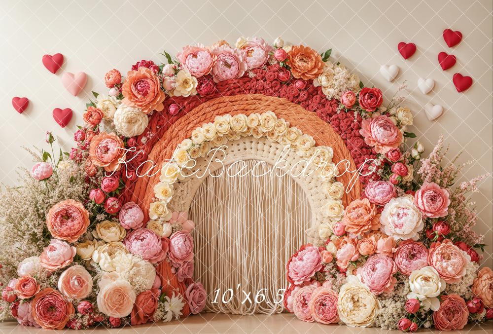 Bohemian Floral Arch Heart Pink Foto Achtergrond Designed by Emetselch