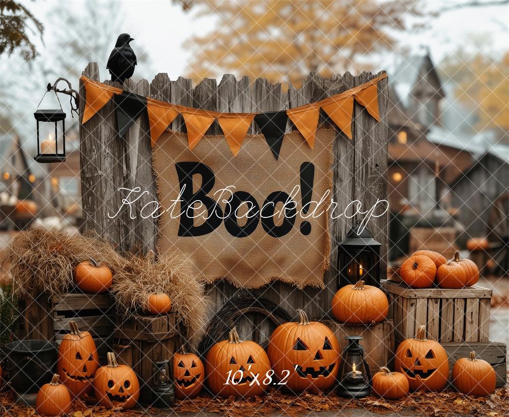 Kate Halloween Rustic Pumpkin Farmhouse Backdrop Designed by Patty Roberts