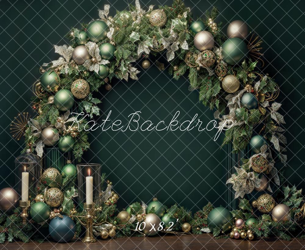 Kate Christmas Decoration Dark Green Arch Wall Backdrop Designed by Emetselch