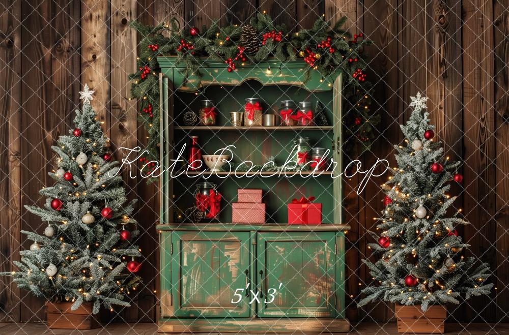 Kate Christmas Trees Green Cabinet Backdrop Designed by Patty Roberts