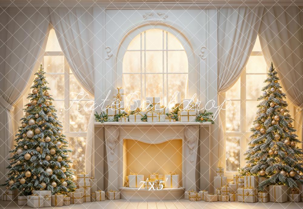 Kate Christmas White Retro Fireplace Backdrop Designed by Emetselch