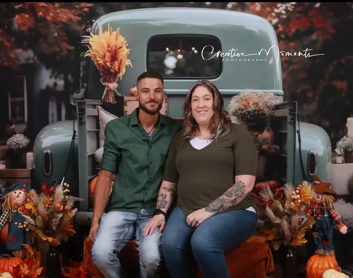 Kate Fall Truck with Pumpkins Backdrop for Photography