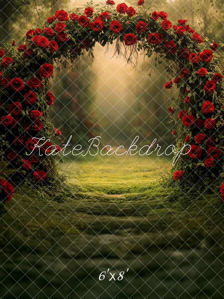 Kate Valentine Flower Arch Red Rose Backdrop Designed by Emetselch