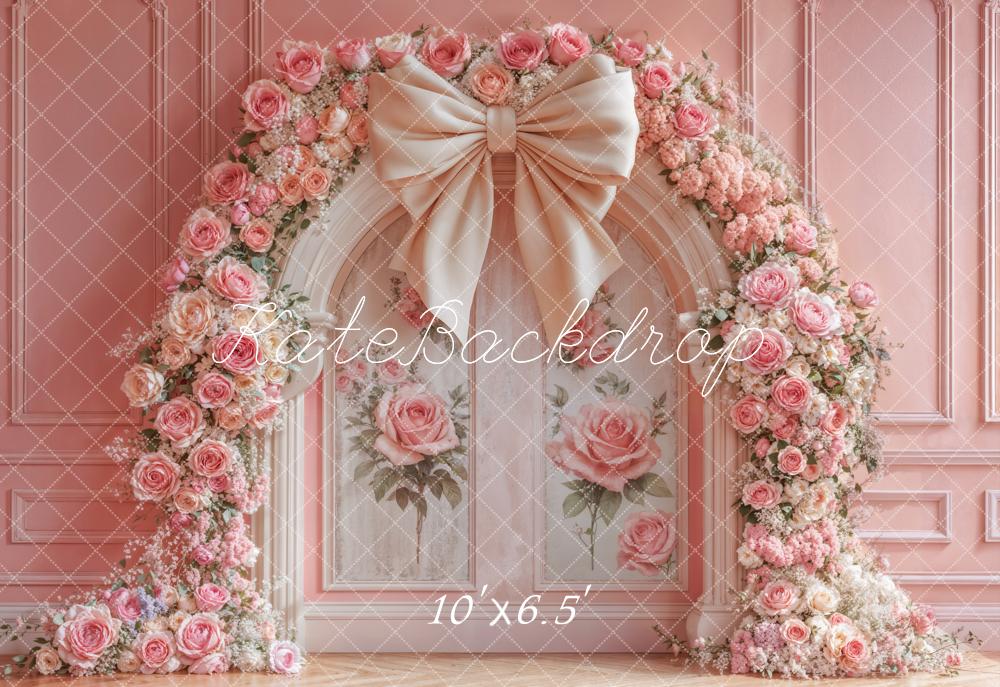 Kate Flower Arch Pink Rose Bow Backdrop Designed by Emetselch