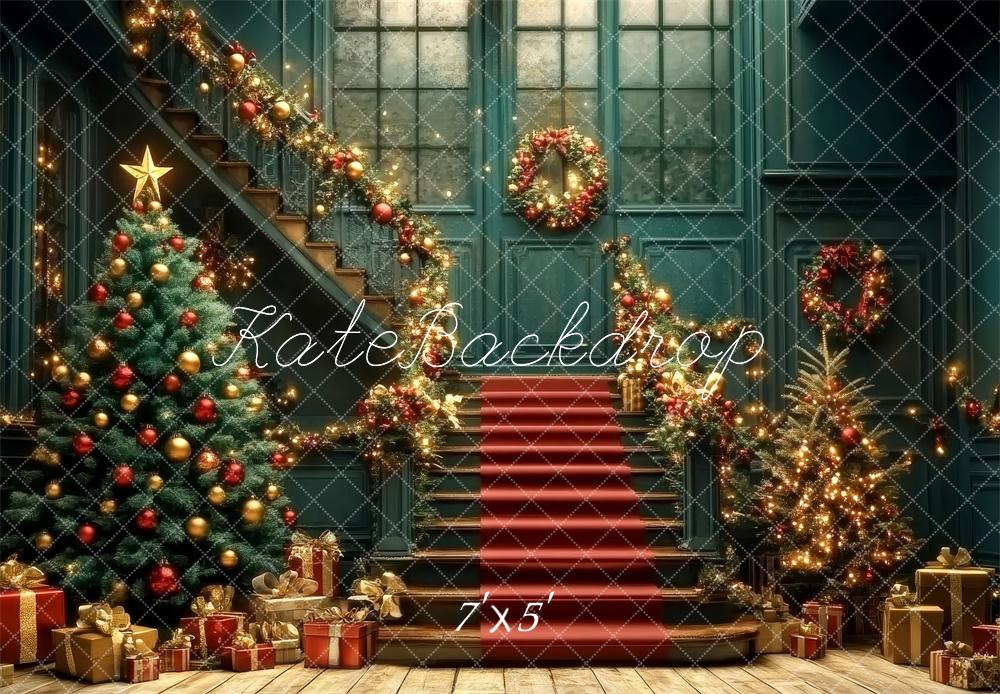 Kate Christmas Tree Cascading Stairs Retro Backdrop Designed by Lidia Redekopp