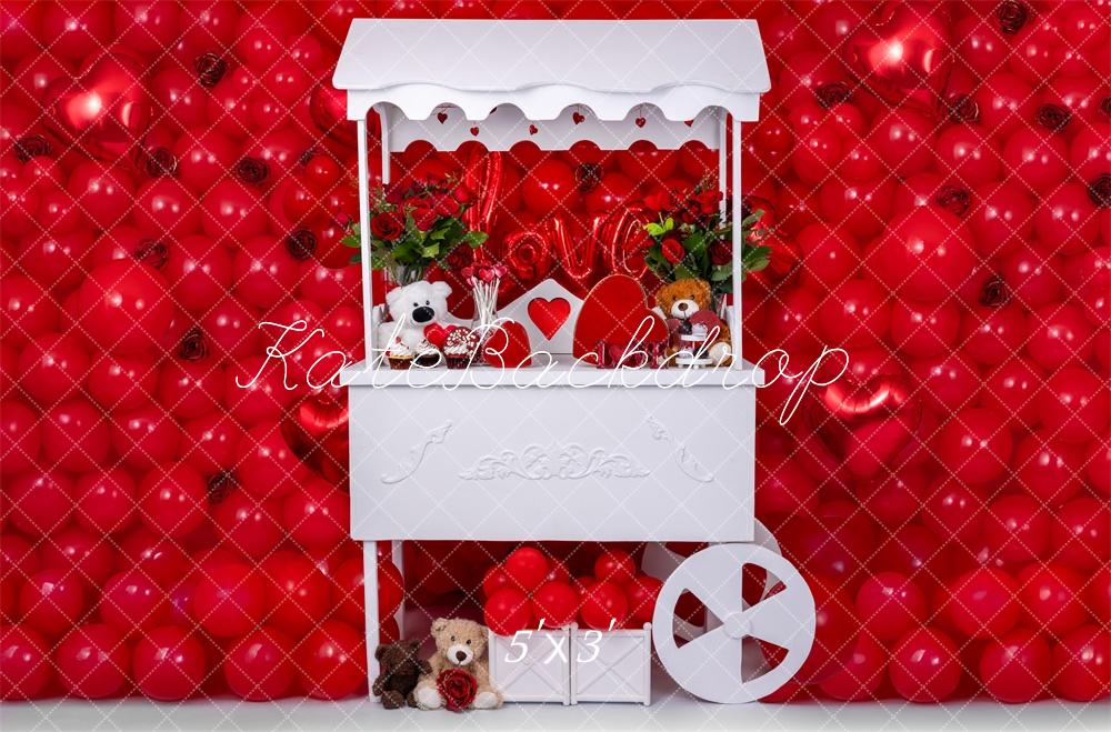 Kate Valentine Red Balloon Cart Backdrop Designed by Mini MakeBelieve