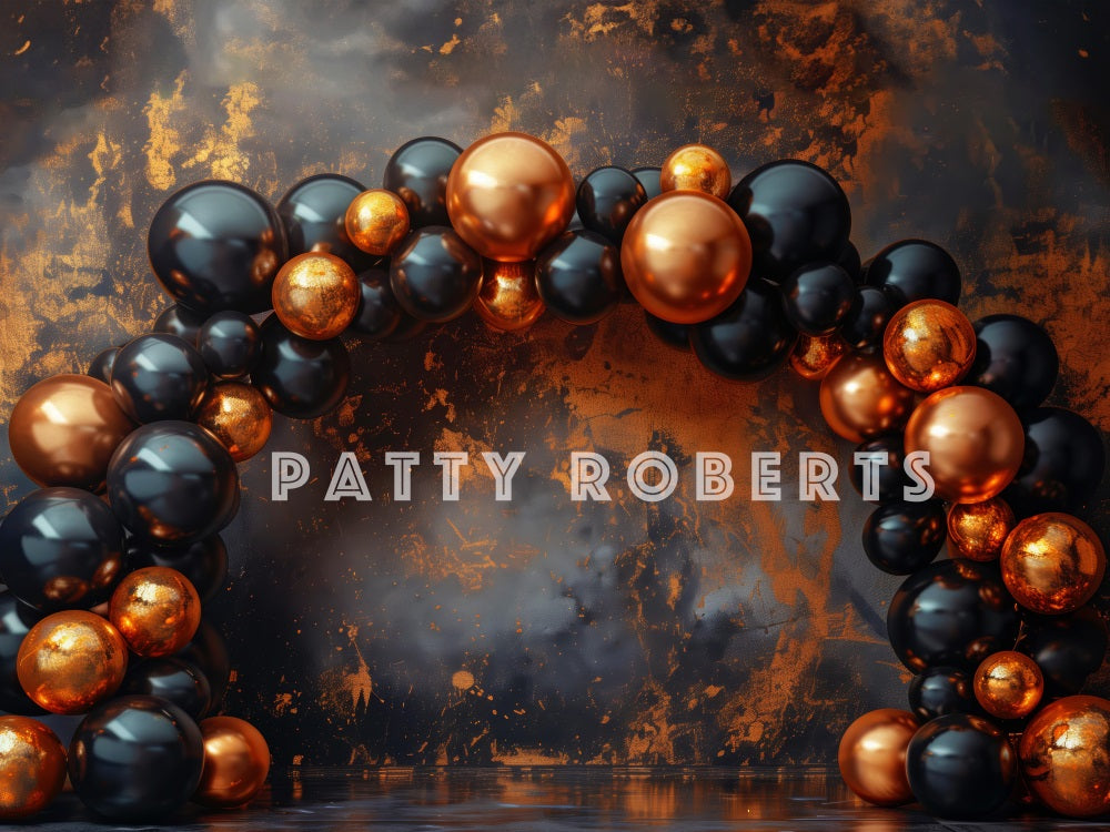 Kate Black And Orange Balloon Arch Backdrop Designed by Patty Robert