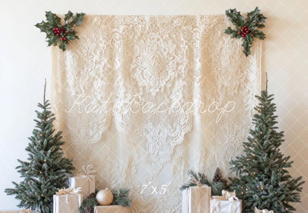 Kate Christmas Tree Boho Lace Backdrop Designed by Lidia Redekopp