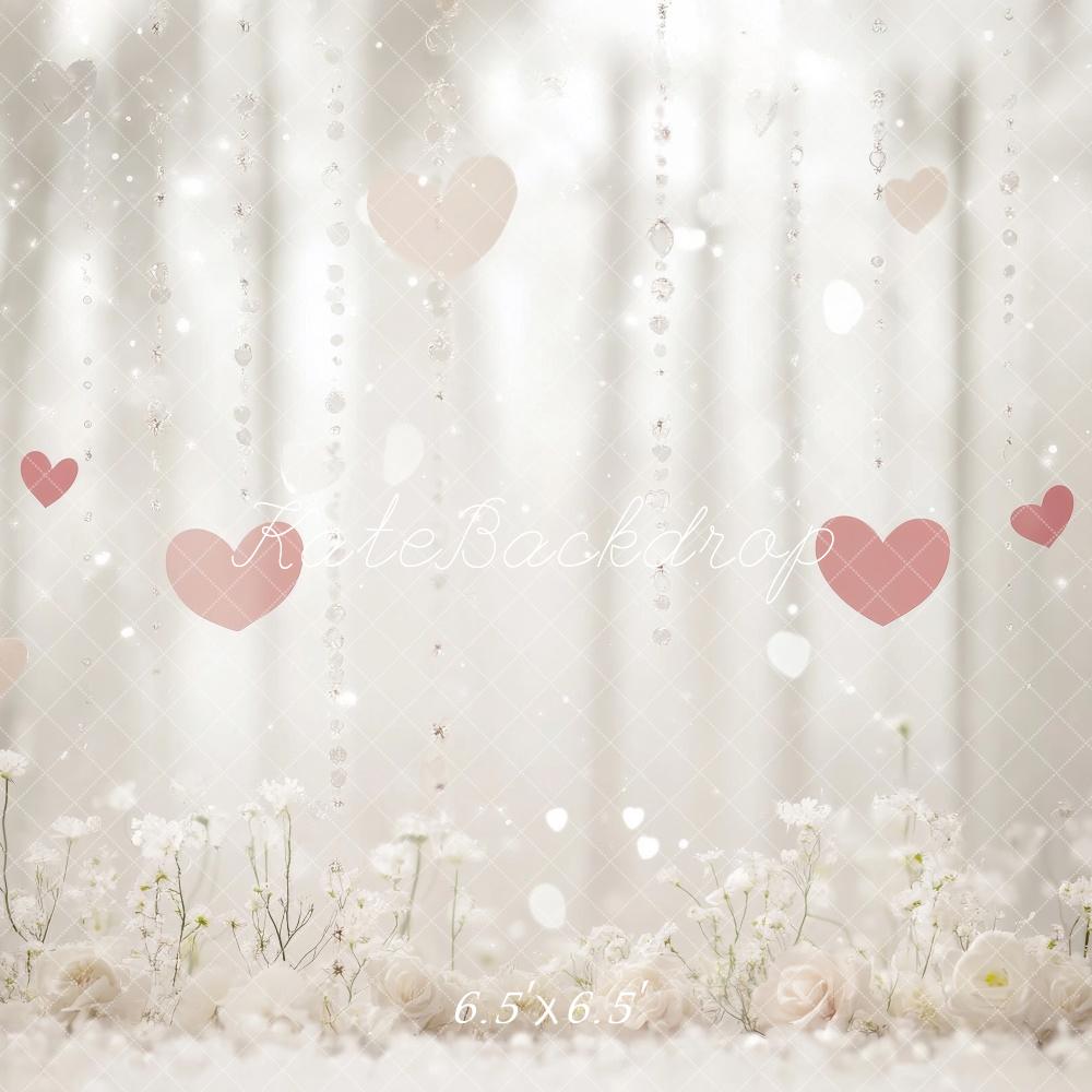 Kate Valentine Bokeh Hanging Crystals Hearts Backdrop Designed by Lidia Redekopp