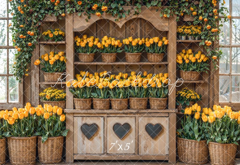 Kate Spring Rustic Tulip Flower Shelf Backdrop Designed by Emetselch