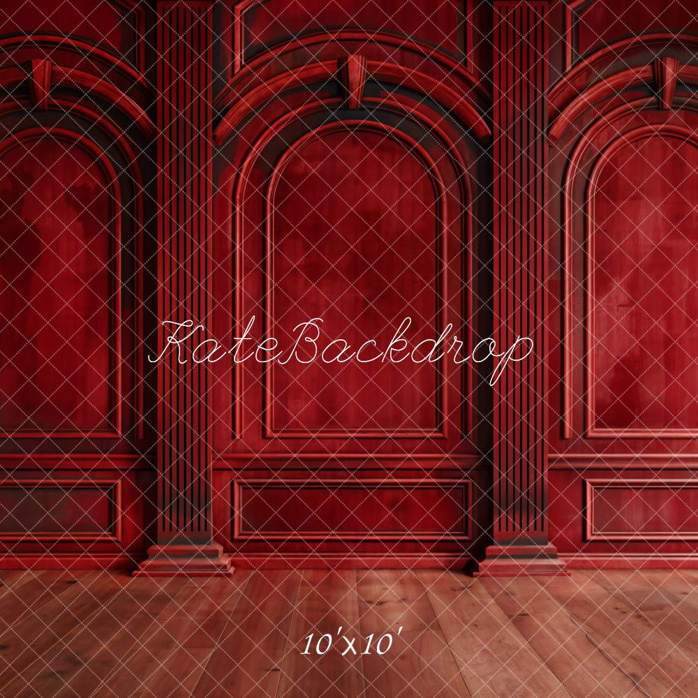 Kate Dark Red Retro Arch Wall Backdrop Designed by Chain Photography