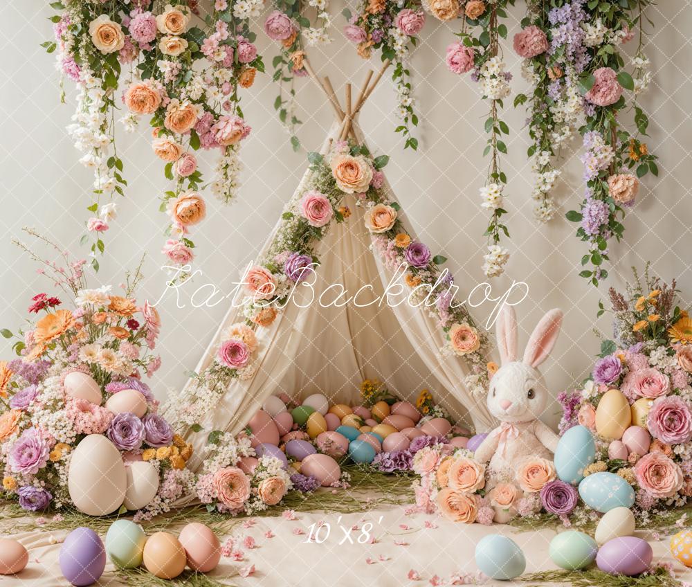 Kate Easter Bunny Floral Tent Colorful Backdrop Designed by Emetselch