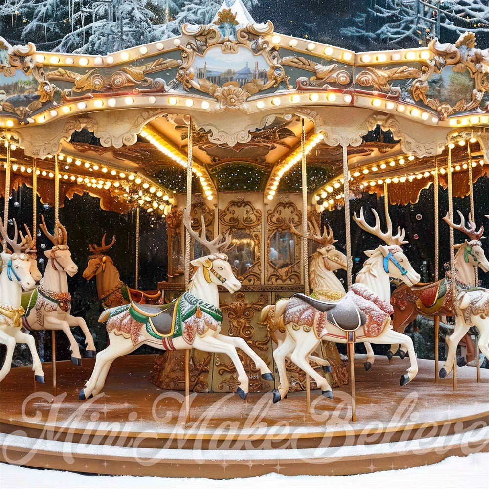 Kerst Buitenbos Kleurrijk Carrousel Decor Ontworpen door Mini MakeBelieve