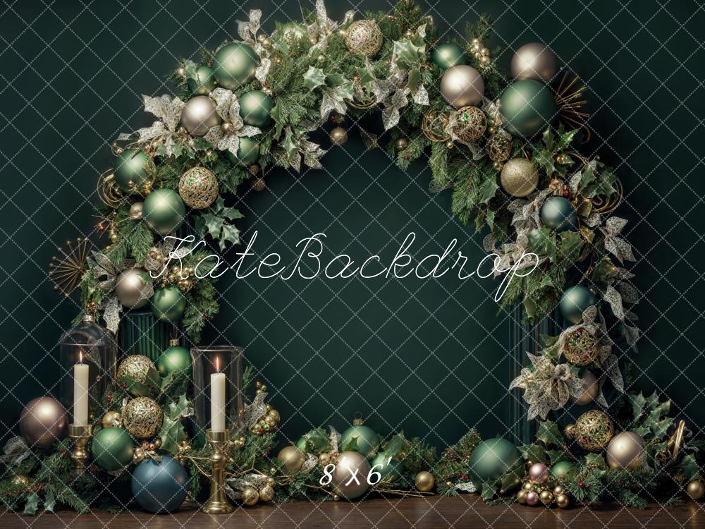 Kate Christmas Decoration Dark Green Arch Wall Backdrop Designed by Emetselch