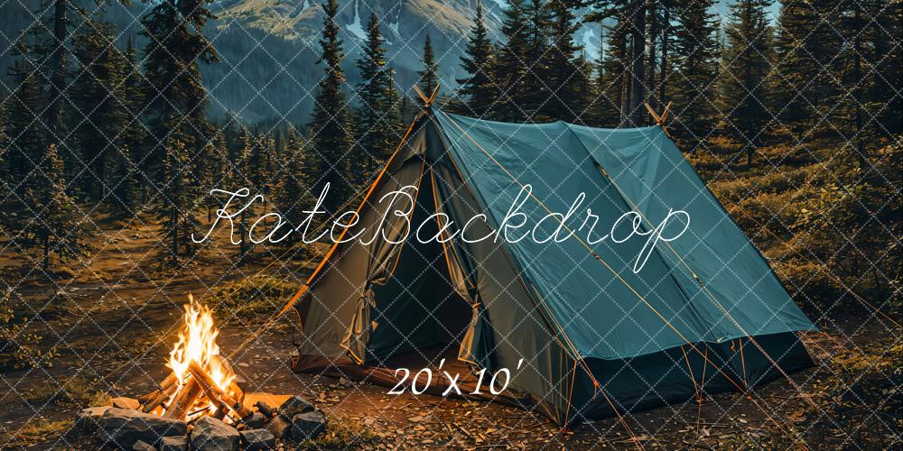 Kate Camping Tent Bonfire Mountain Forest Backdrop Designed by Emetselch