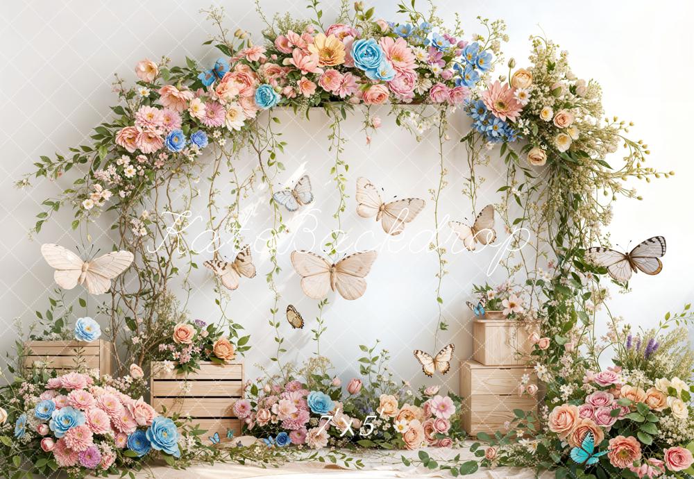 Kate Spring Flower Arch Butterfly Backdrop Designed by Emetselch