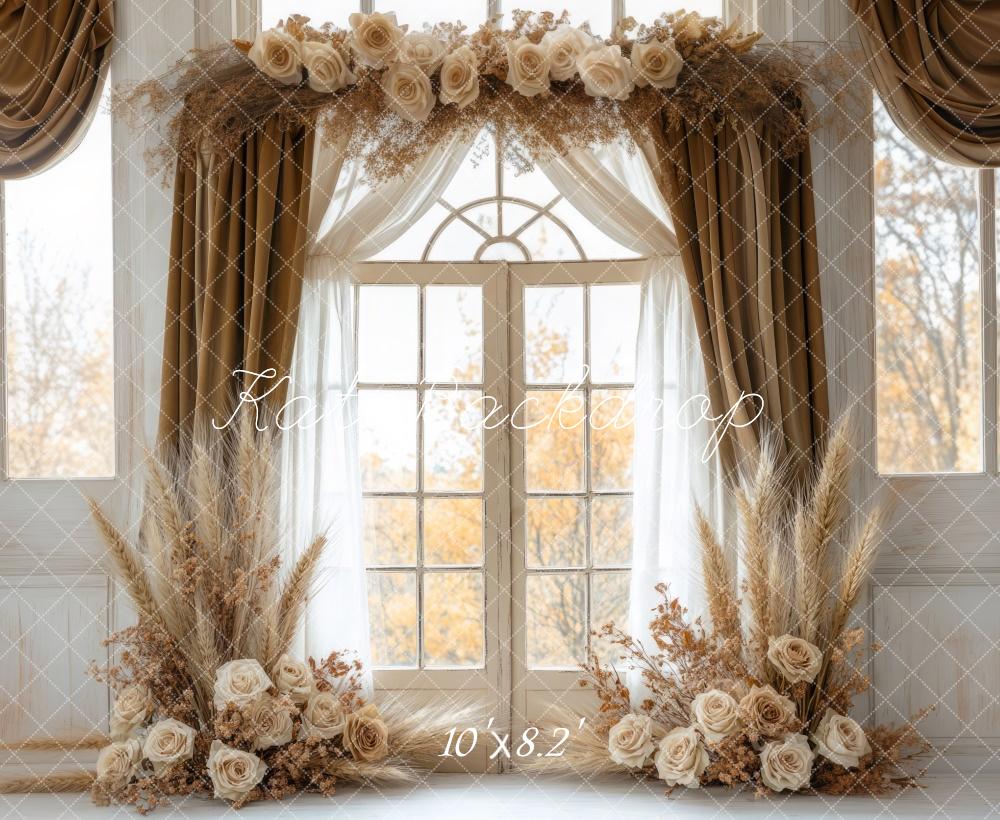 Kate Boho Floral Elegant Window Curtain Backdrop Designed by Mini MakeBelieve