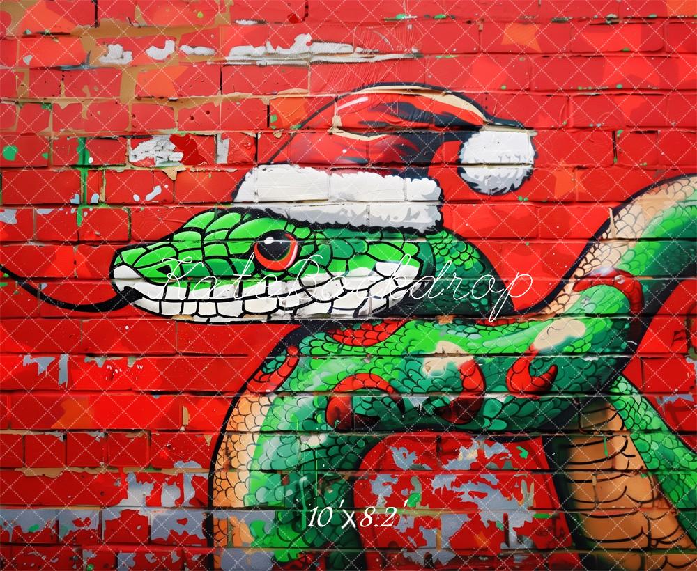 Kate Christmas Snake Graffiti Wall Backdrop Designed by Patty Robert