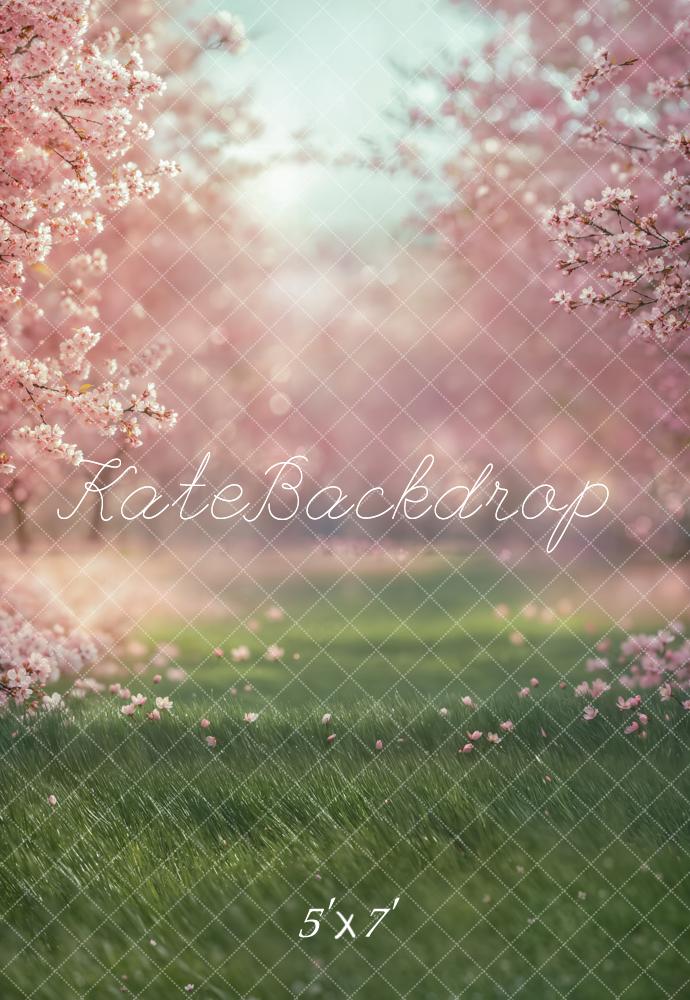 Kate Spring Cherry Blossom Grass Backdrop Designed by Emetselch