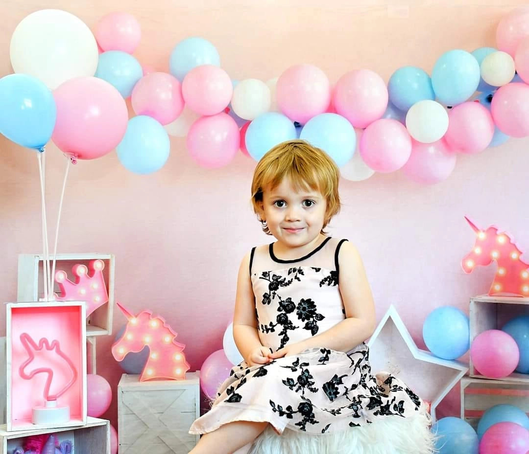 Kate Unicorn Balloon Birthday Backdrop Designed by Emetselch