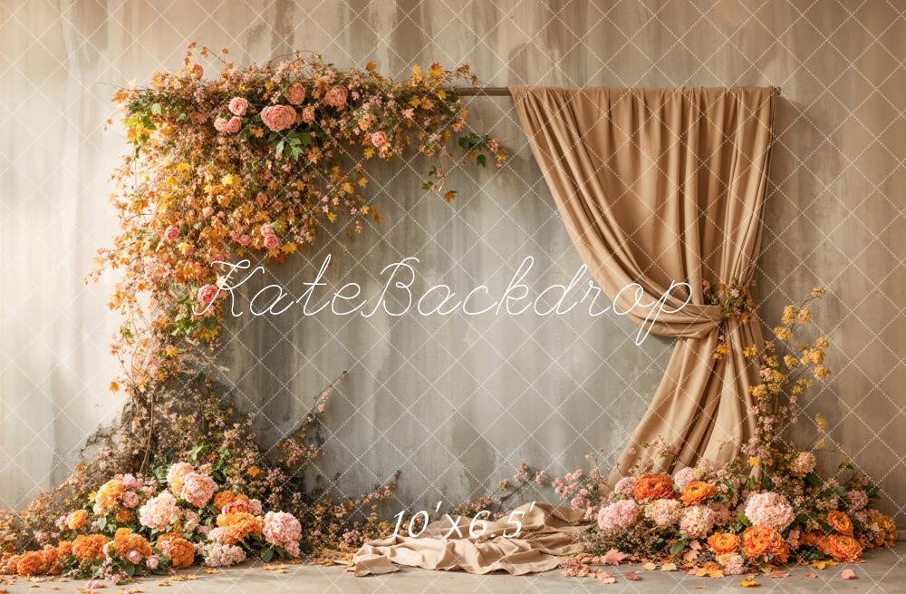 Cortinas de fondo de arco floral de otoño albaricoque Diseñado por Emetselch