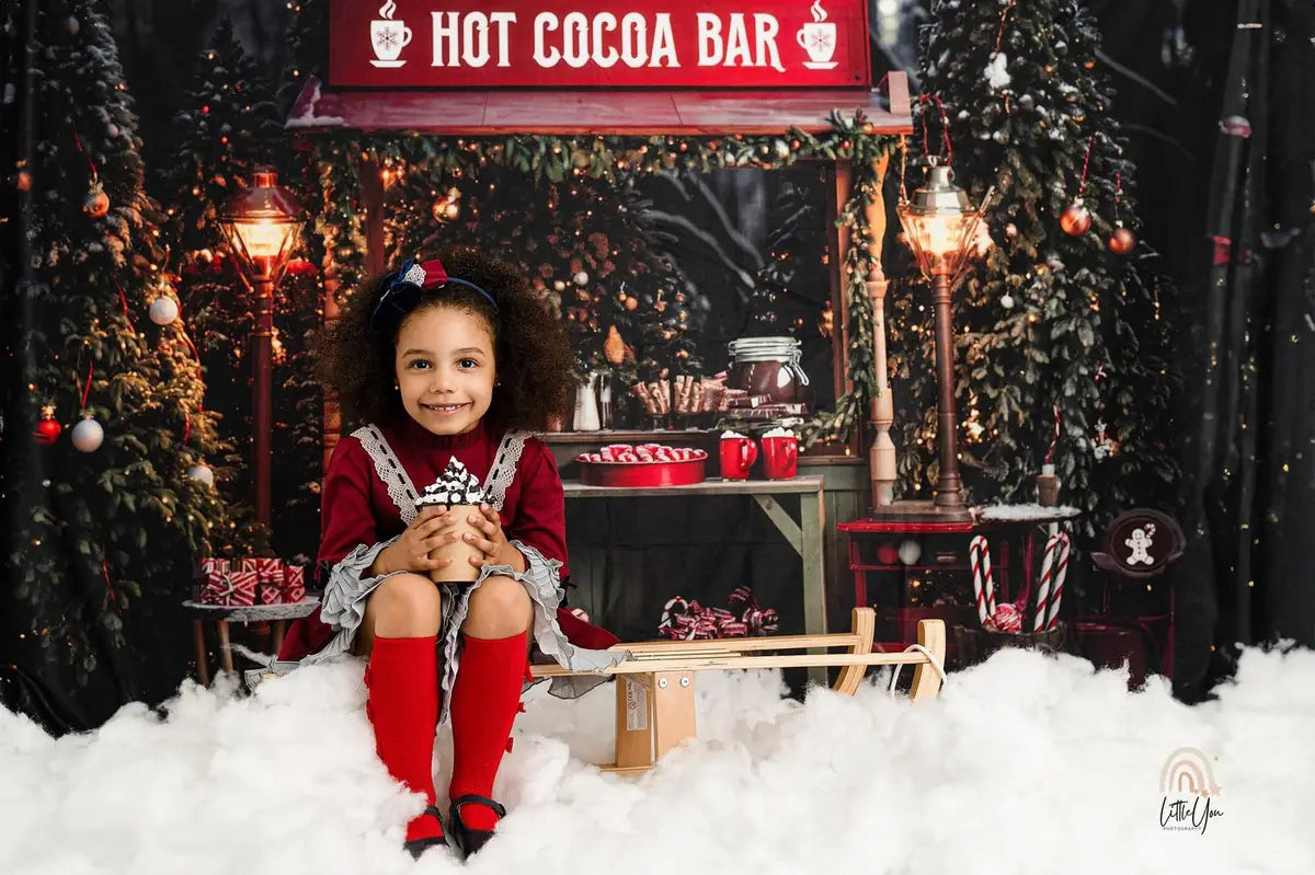 Kerst Hot Cocoabar Achtergrond voor Fotografie