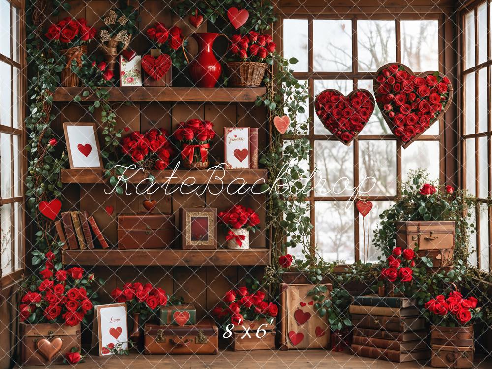 Kate Valentine Roses Wood Shelf Window Backdrop Designed by Emetselch