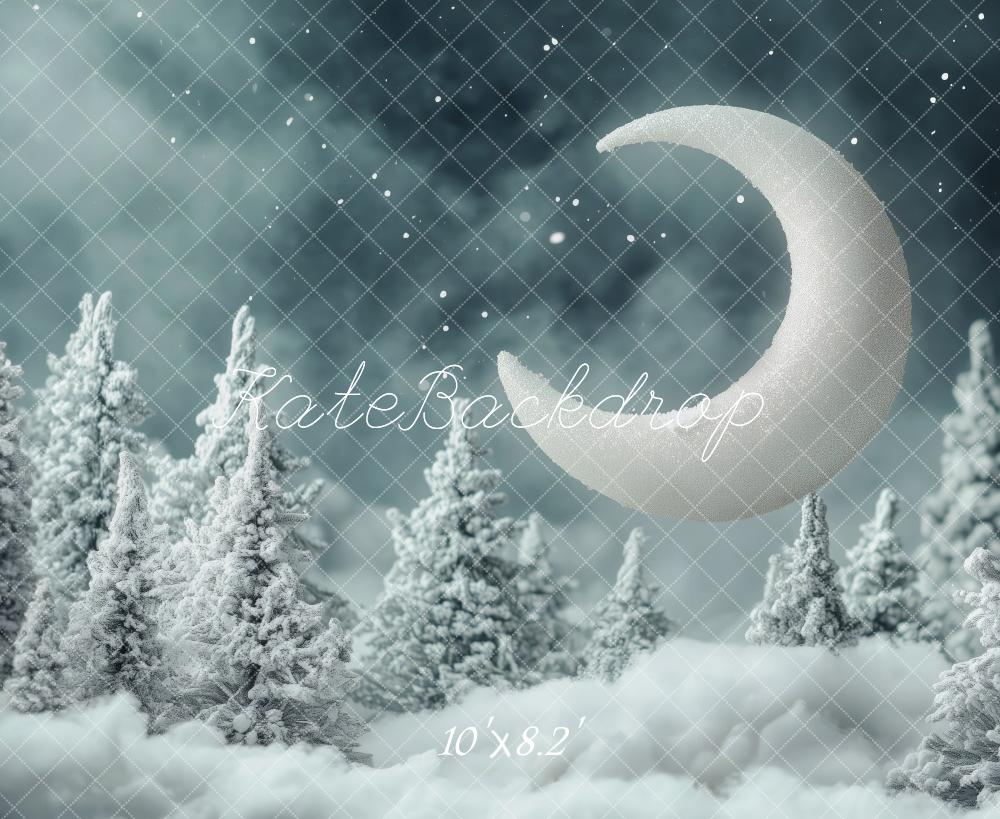 Kate Dreamy Winter Moon Snowy Forest Backdrop Designed by Patty Roberts