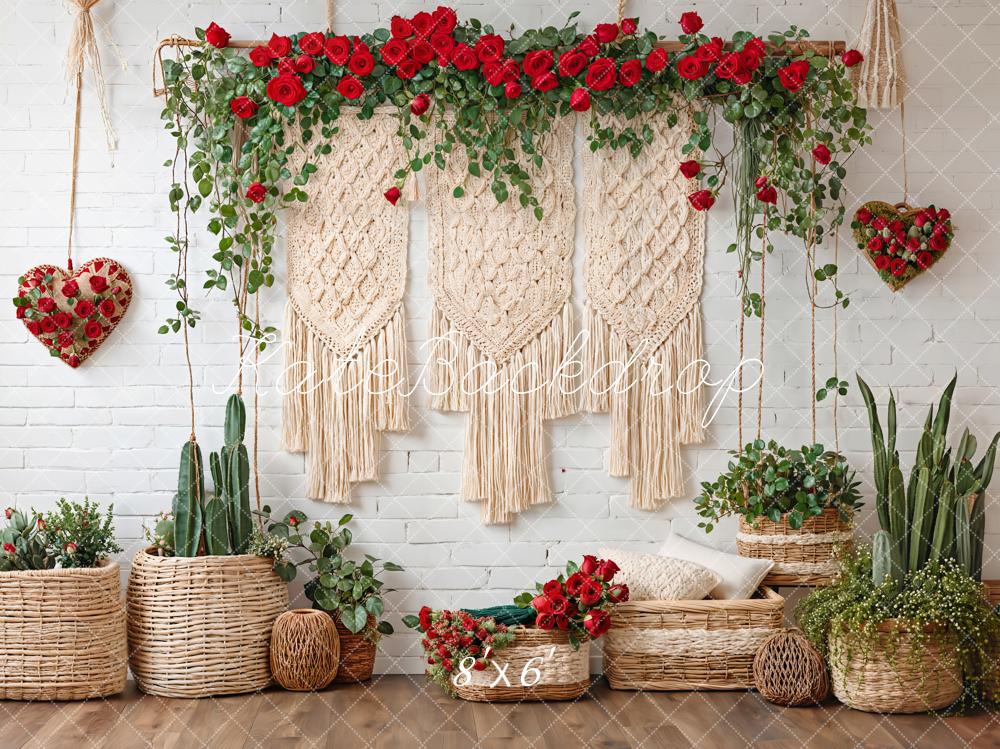 TEST Kate Valentine Boho Floral Macrame Cactus Backdrop Designed by Emetselch