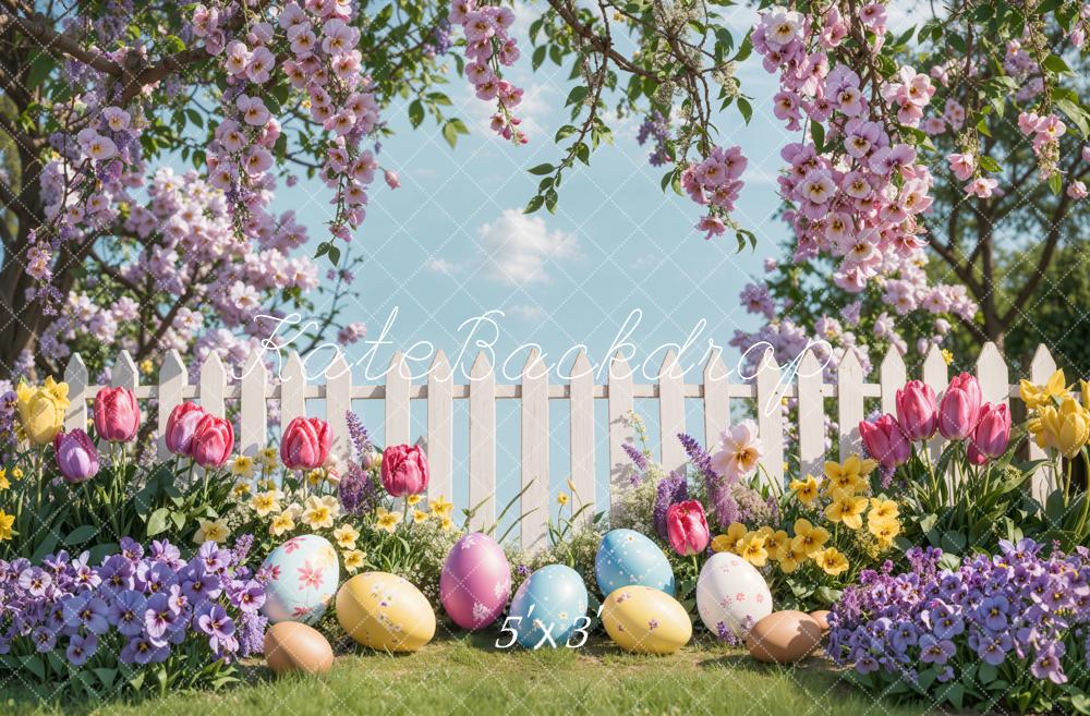 Kate Easter Egg Floral Garden Fence Backdrop Designed by Emetselch