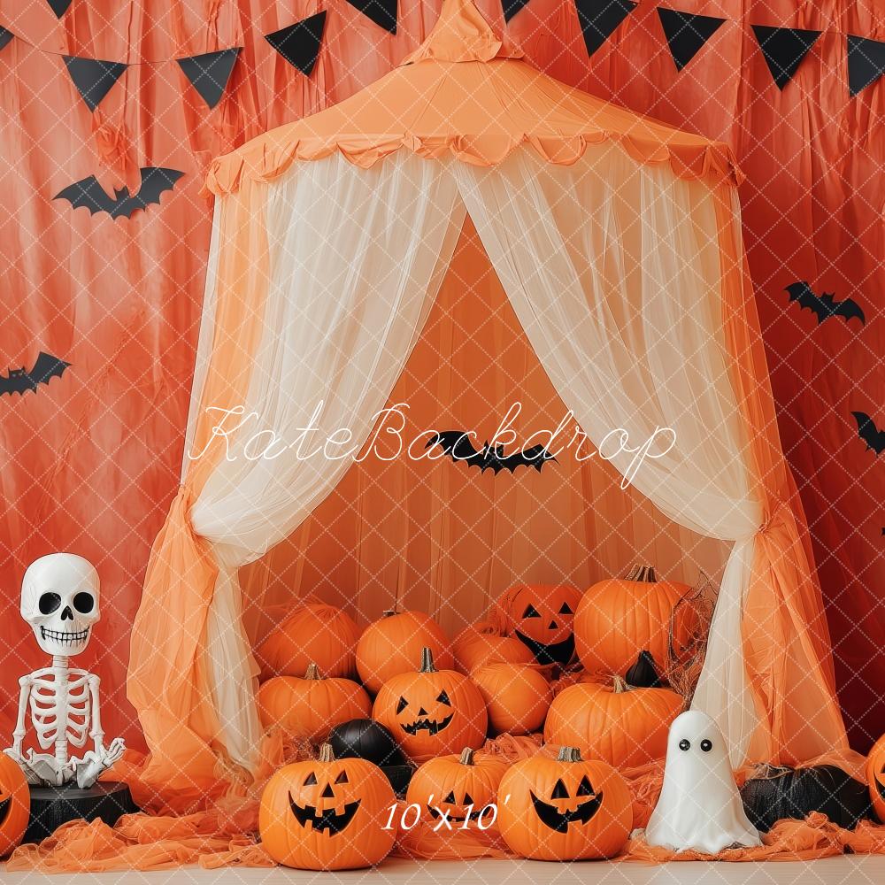 Tenda Arancione di Halloween con Sfondo di Zucche Designed by Patty Roberts