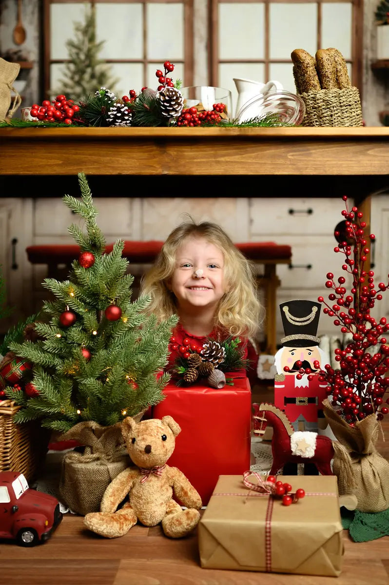 Wit Kerstkeuken Fleece Foto Achtergrond Ontworpen door Emetselch