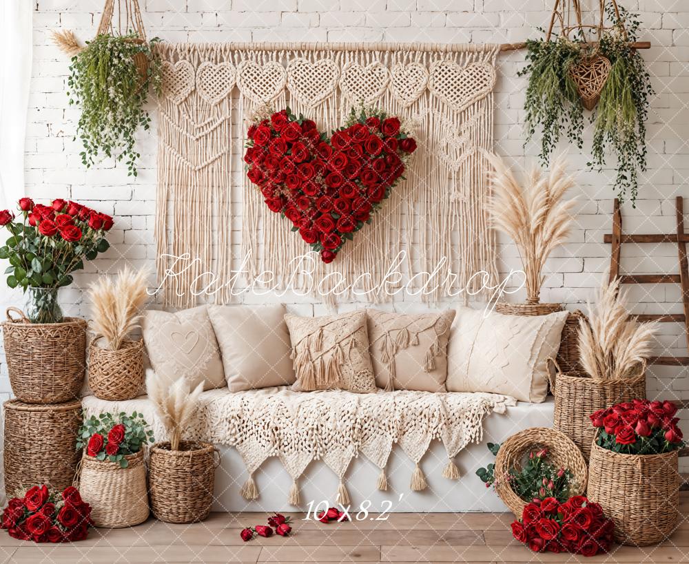 Kate Valentine Boho Heart Roses Sofa Backdrop Designed by Emetselch