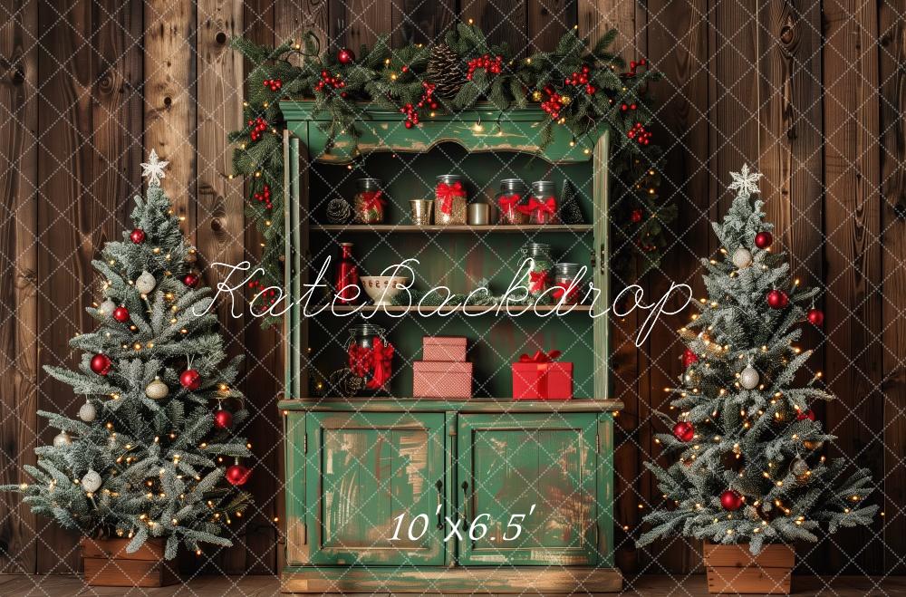 Kate Christmas Trees Green Cabinet Backdrop Designed by Patty Roberts