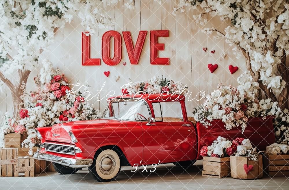 Kate Valentine's Day Love Vintage Car Flowers Backdrop Designed by Patty Roberts