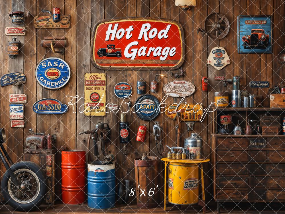 Kate Vintage Garage Wooden Wall Backdrop Designed by Emetselch