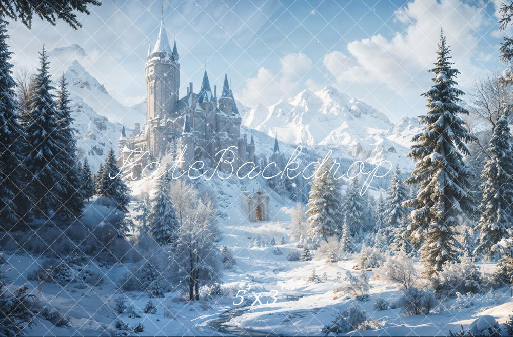 Kate Forest Castle Snowy Mountain Backdrop Designed by Emetselch