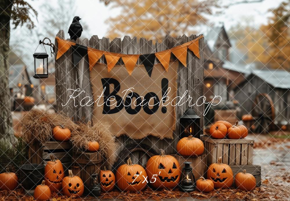 Kate Halloween Rustic Pumpkin Farmhouse Backdrop Designed by Patty Roberts